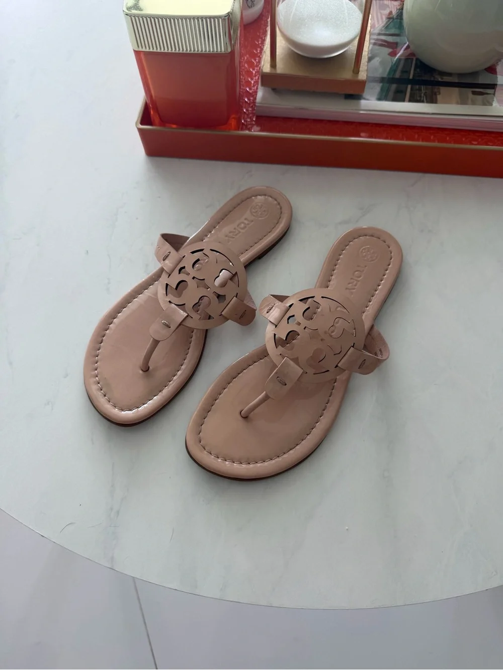 Tory Burch Leather Thong Sandals - Blush